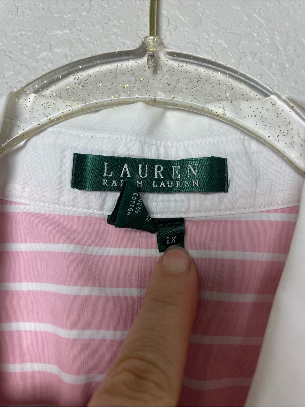 Ralph Lauren 100% Cotton Pink Stripe Dress Shirt w/Contrast Collar Size 2X As Is - Picture 4 of 10